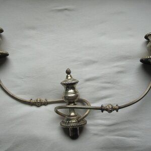 old Large Silverplated Candelabra: Twisted double candle w/ Centerpiece